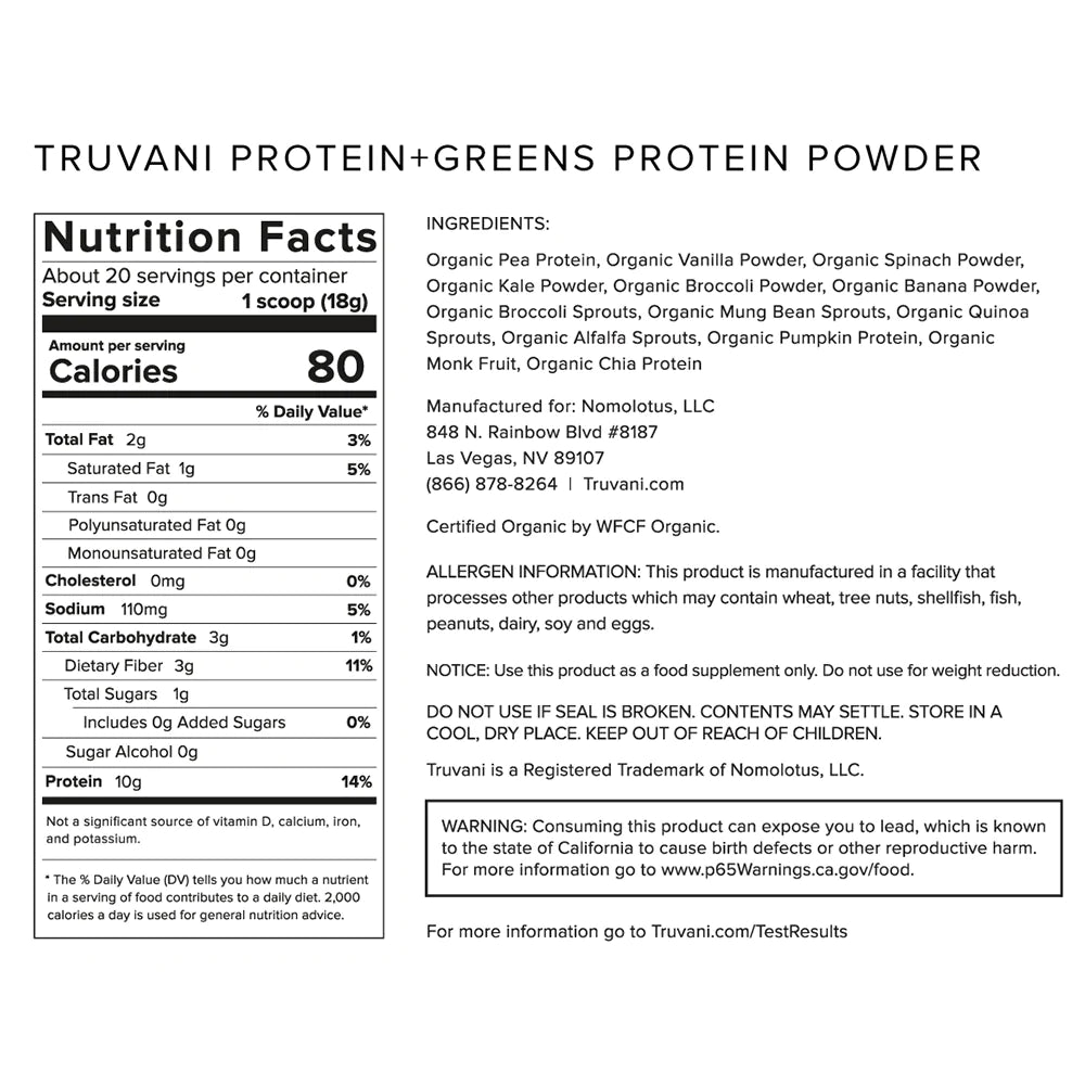 Truvani Proteins + Greens 20 Servings