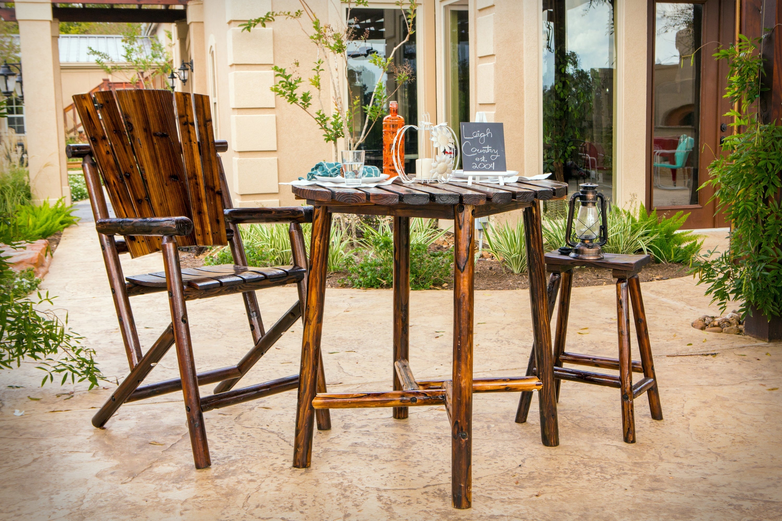 Char-Log Slatted Round Bar Table - For Pickup ONLY (Excluding Wholesale Orders)