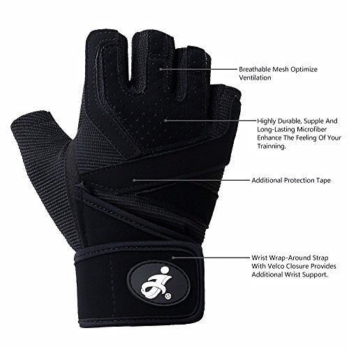 Workout Gloves, Light Microfiber & Anti-Slip Silica Gel Grip Gloves for Crossfit