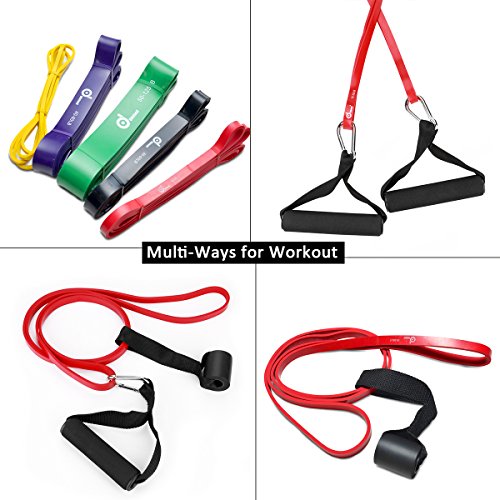 Set of 5 Pull Up Assist Resistance Bands for Stretch Mobility with Extra Handles