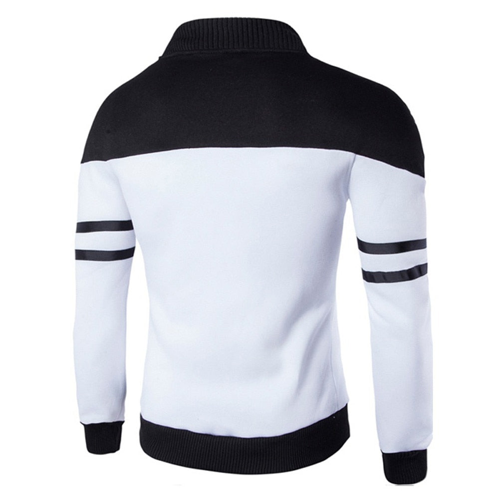 Men Casual Polyester Rib sleeve Standard Regular Zipper Jackets