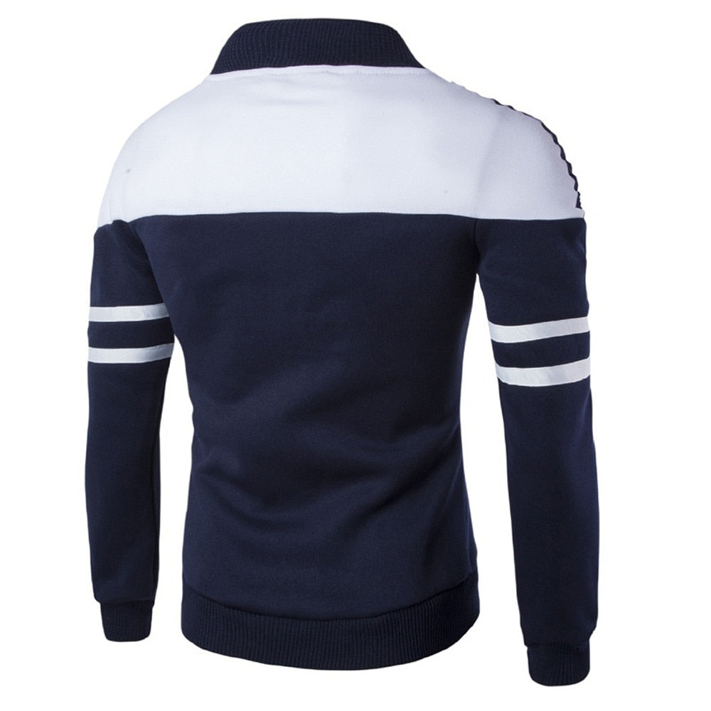 Men Casual Polyester Rib sleeve Standard Regular Zipper Jackets