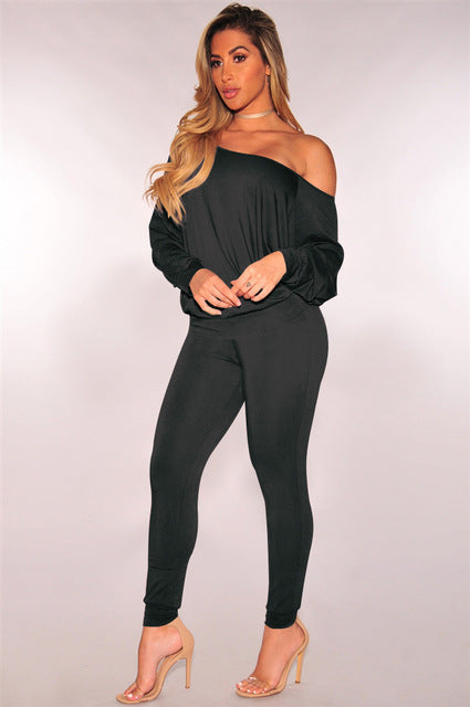 Womens Two Piece Sets 2018 Female spring Suit Off Shoulder Sexy Two Piece Set Top And Pants Fashion Plus Size Women Clothing