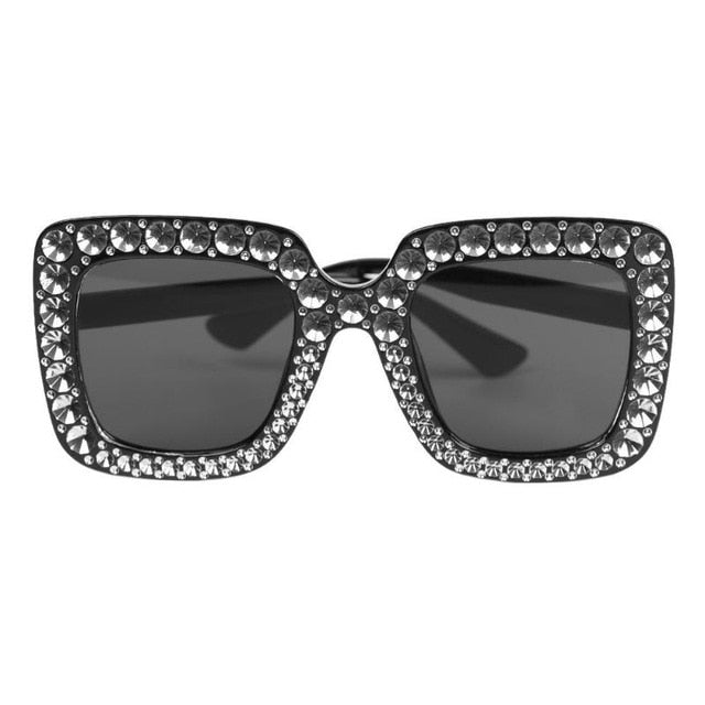 New Fashion Big Frame Dazzle Sunglasses Brand Designer Simulated Diamond Cool in Groove Oversize Vintage Sunglasses Women UV400