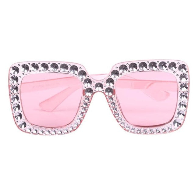 New Fashion Big Frame Dazzle Sunglasses Brand Designer Simulated Diamond Cool in Groove Oversize Vintage Sunglasses Women UV400