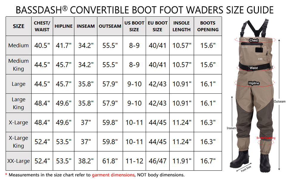 Men's Breathable Chest Waist Convertible Fishing Waders - Bassdash Boot  Foot Waders