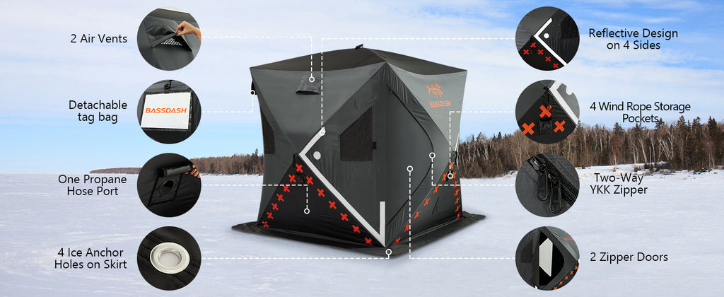 Ice Fishing Shelter Pop Up Portable Thermal Hub Tent