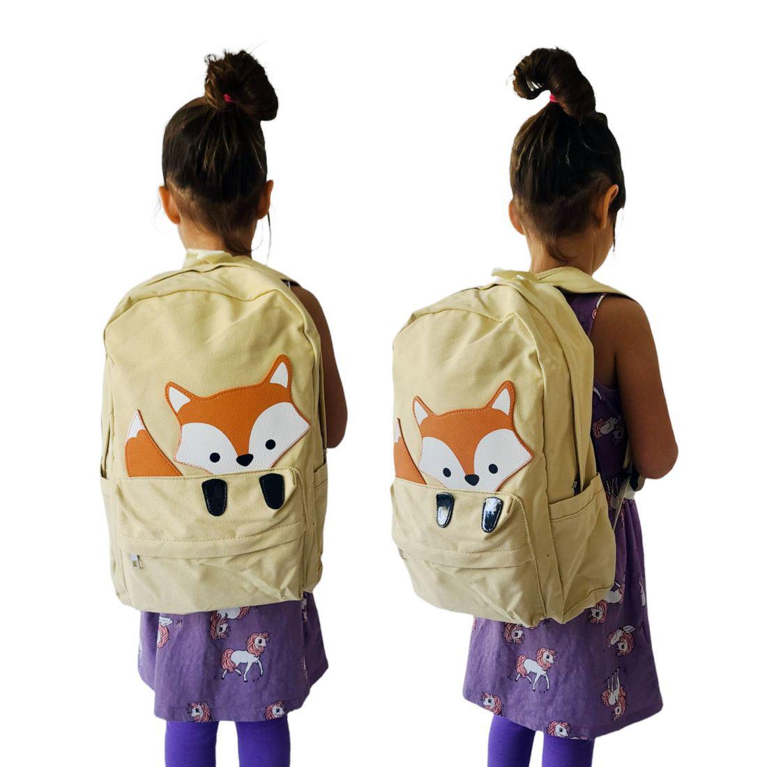 Empire Cove Canvas School Backpack Peeking Fox Dog Cat Sloth Shark Book Bag