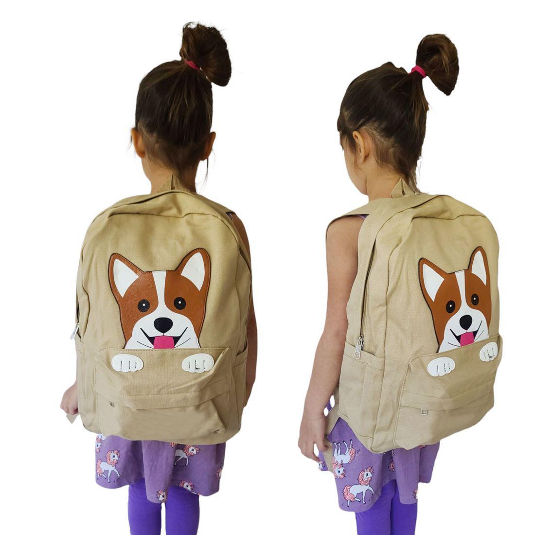 Empire Cove Canvas School Backpack Peeking Fox Dog Cat Sloth Shark Book Bag