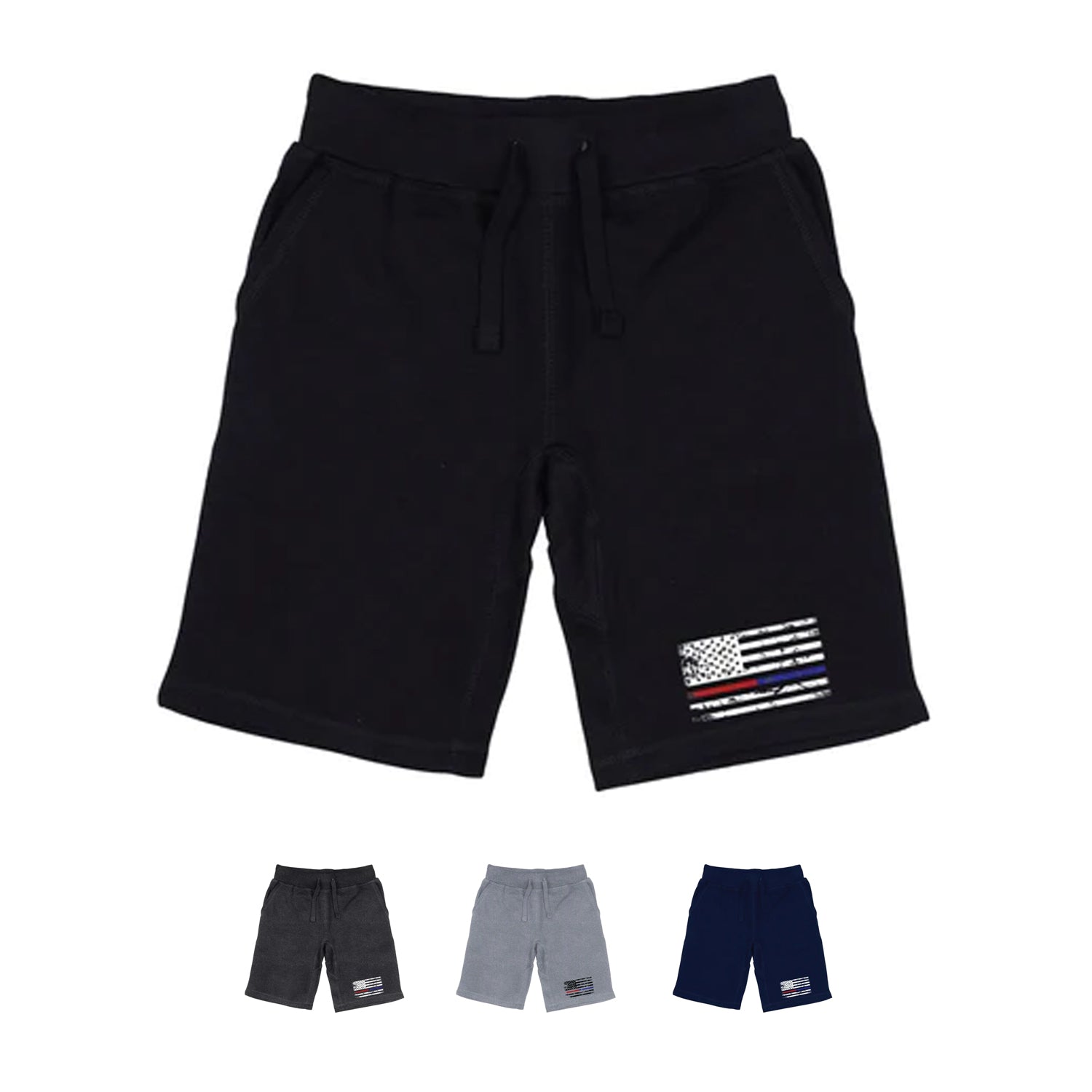 RAPDOM TS6 Fleece Gym Shorts Dual USA Flag TRL TBL Thin Red and Blue Line