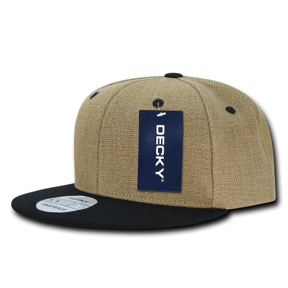 Decky Heavy Duty Jute Snapbacks Flat Bill Baseball Hats Caps Unisex
