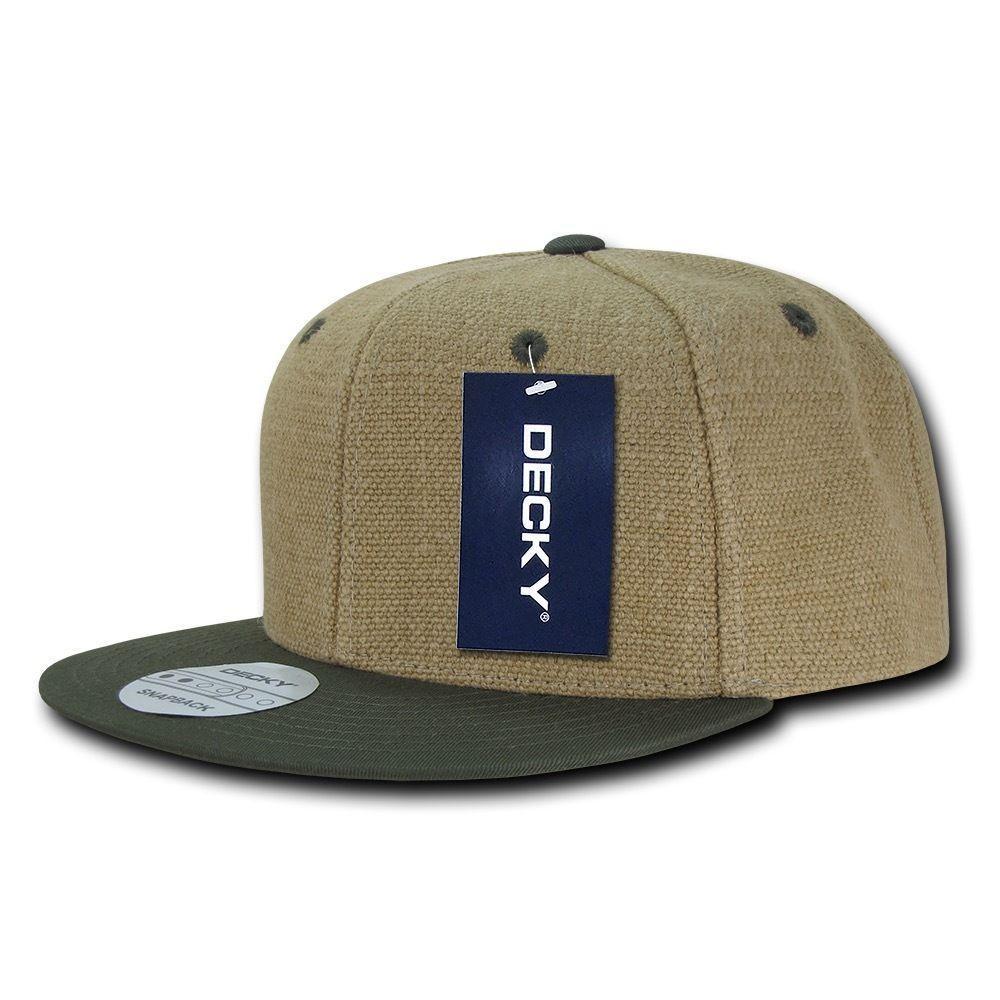 Decky Heavy Duty Jute Snapbacks Flat Bill Baseball Hats Caps Unisex