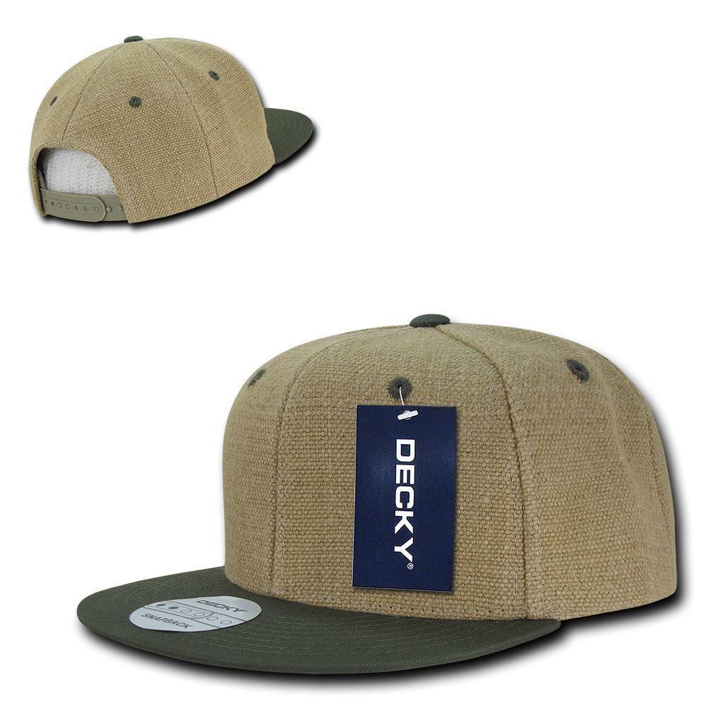 Decky Heavy Duty Jute Snapbacks Flat Bill Baseball Hats Caps Unisex