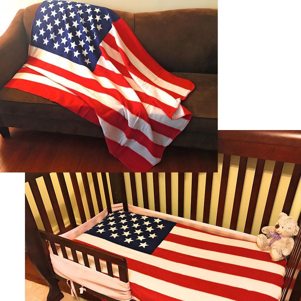 USA American Flag Patriotic Throw Soft Fleece Blanket 50X60 Bedding Decor Gift