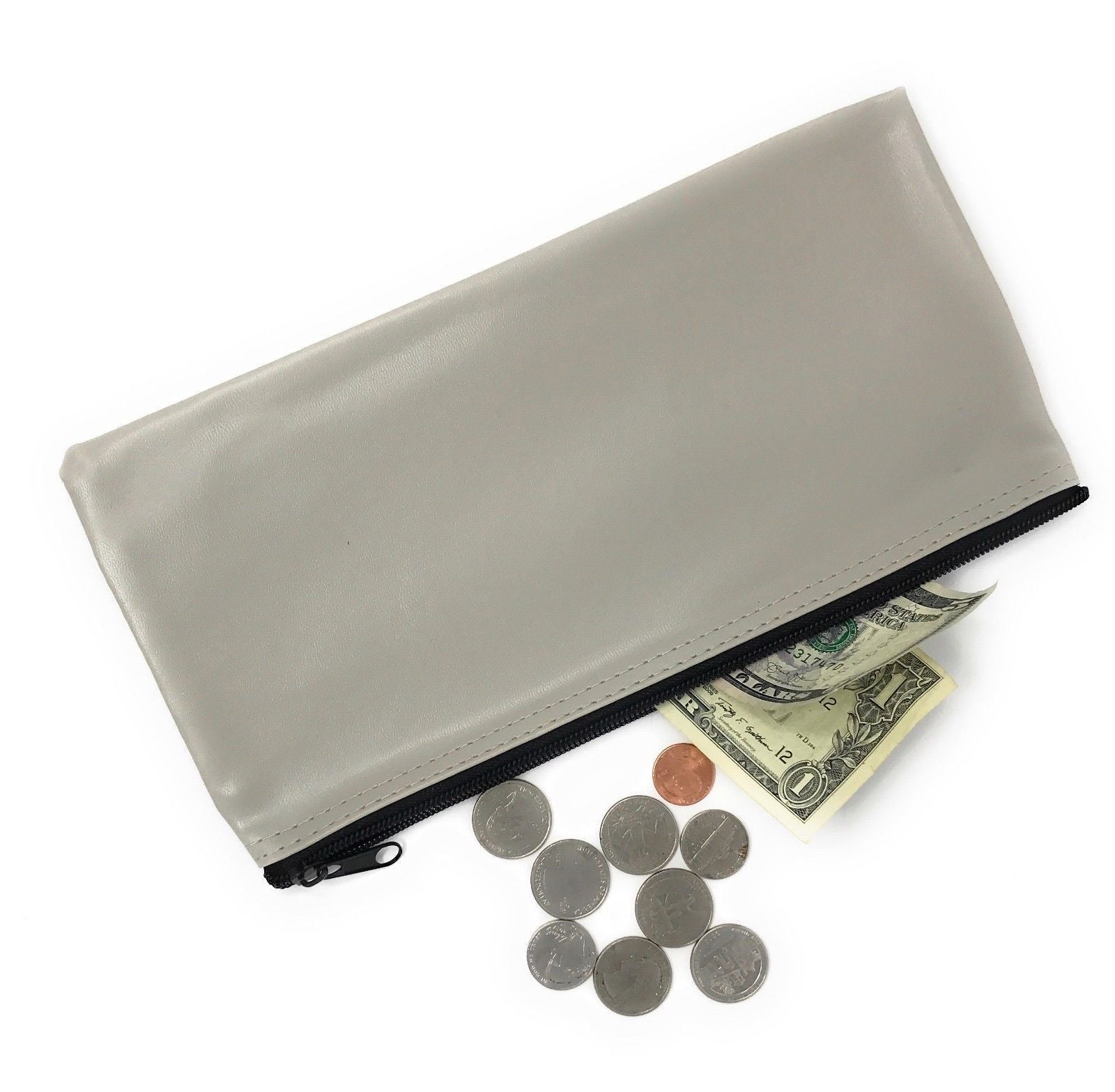 Zippered Bank Bags Deposit Carry Pouch Purse Coins Safe Money Organizer 11 X 5.5