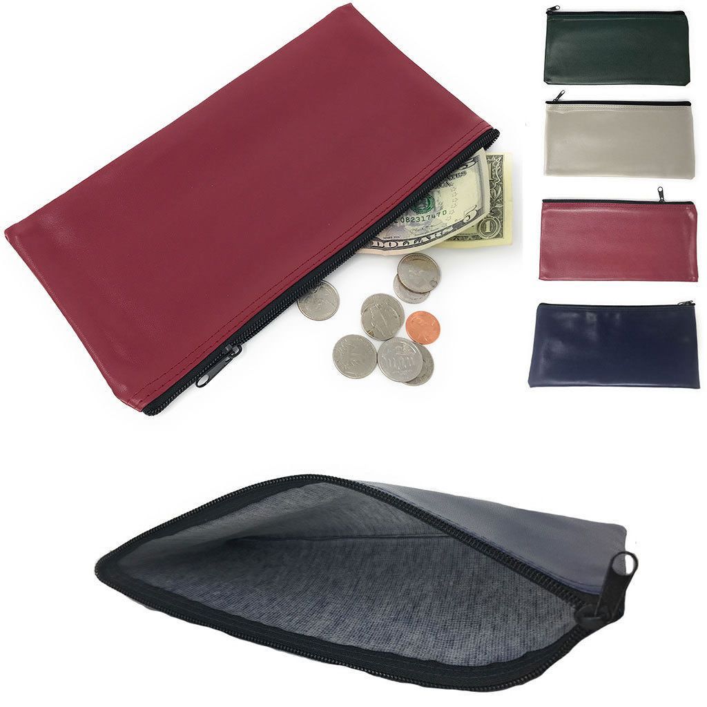 Zippered Bank Bags Deposit Carry Pouch Purse Coins Safe Money Organizer 11 X 5.5