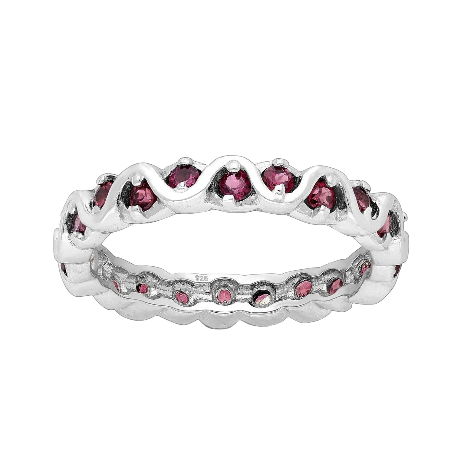 Rhodolite Sterling Silver Band Ring