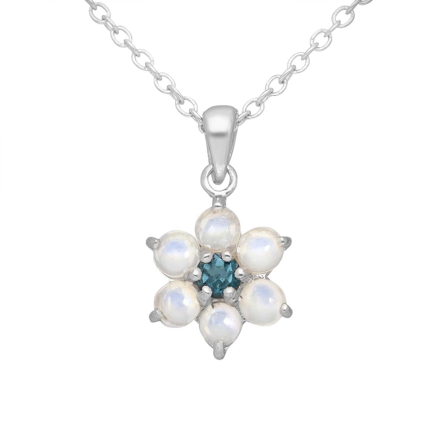 Opals & Topaz Flower Pendant