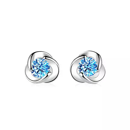 Topaz Simulant Twist Silver Earrings