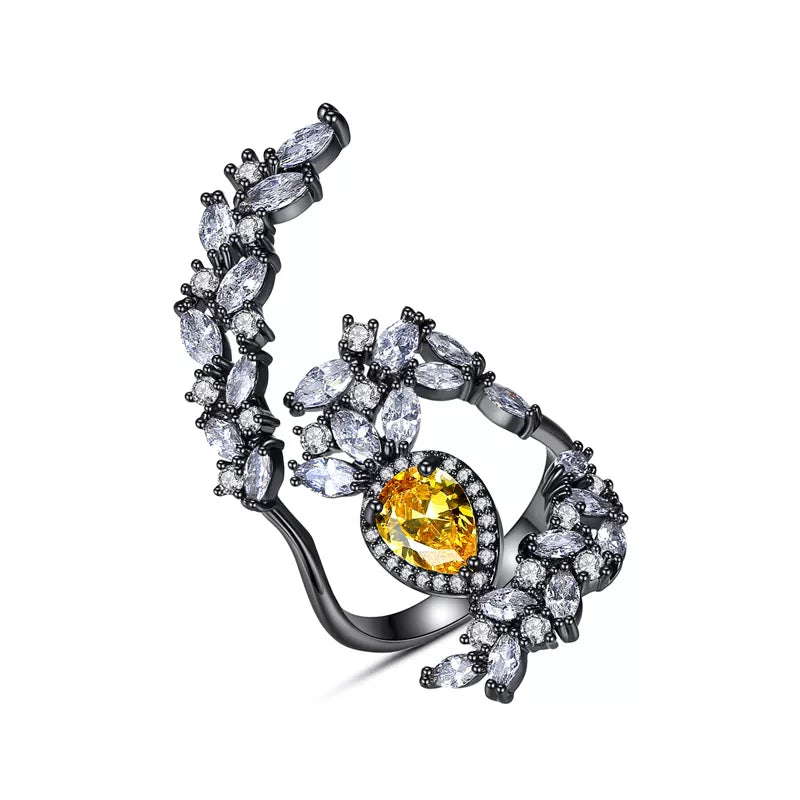 Citrine Simulant Climber Black Ring