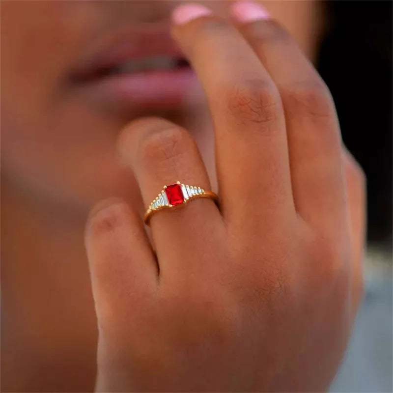 Ruby Simulant Gold Ring