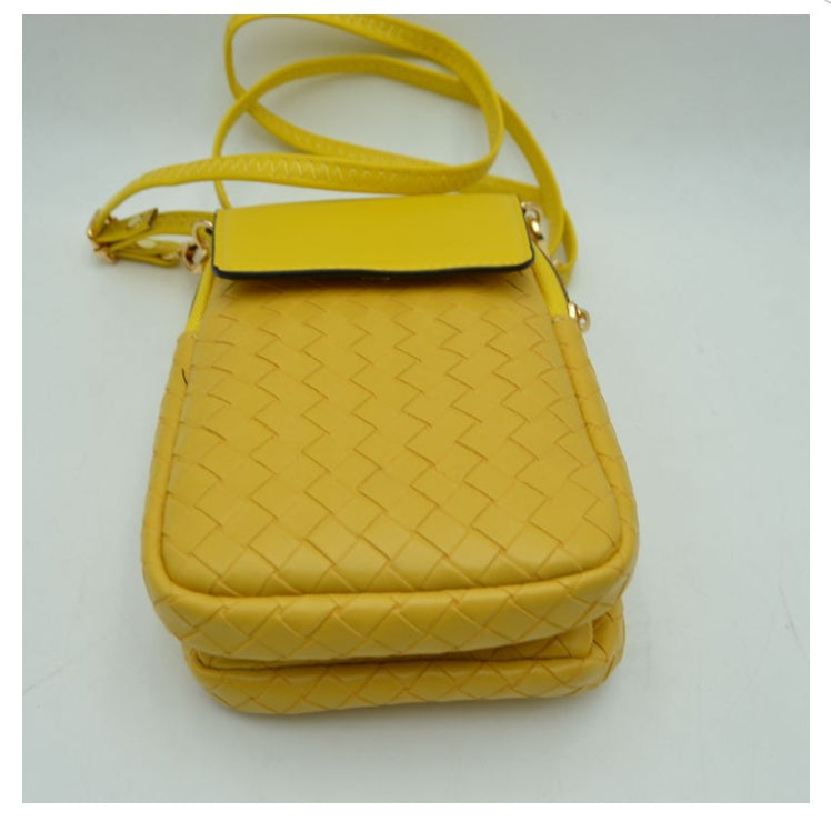 Weaving cellphone crossbody bag - yellow