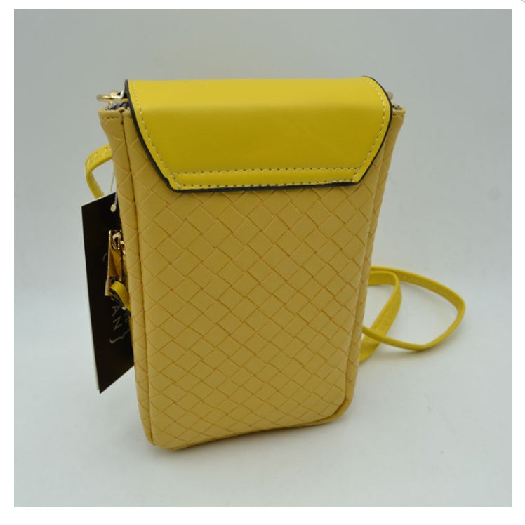 Weaving cellphone crossbody bag - yellow