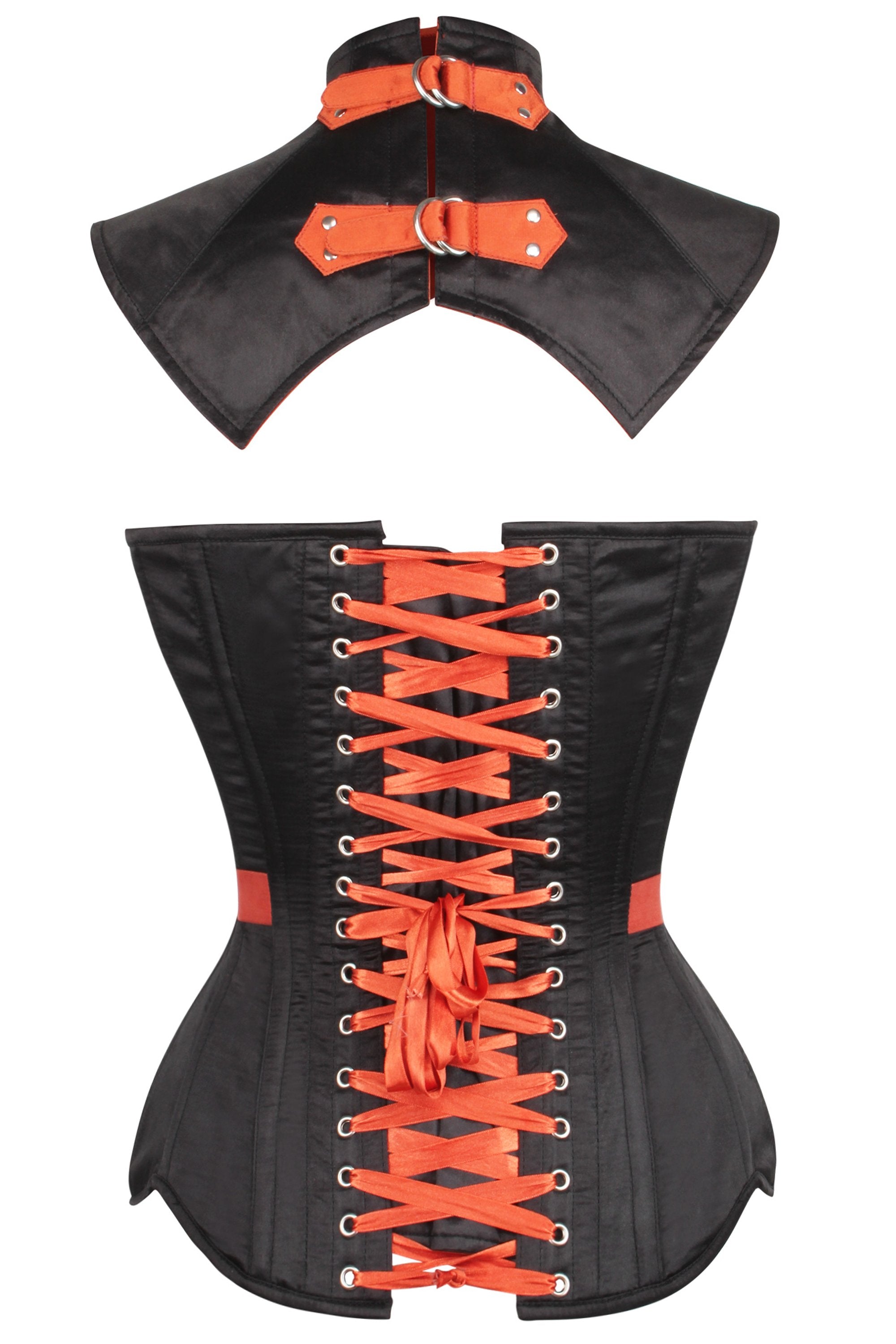 Black Satin Corset with Gothic Buckled Choker