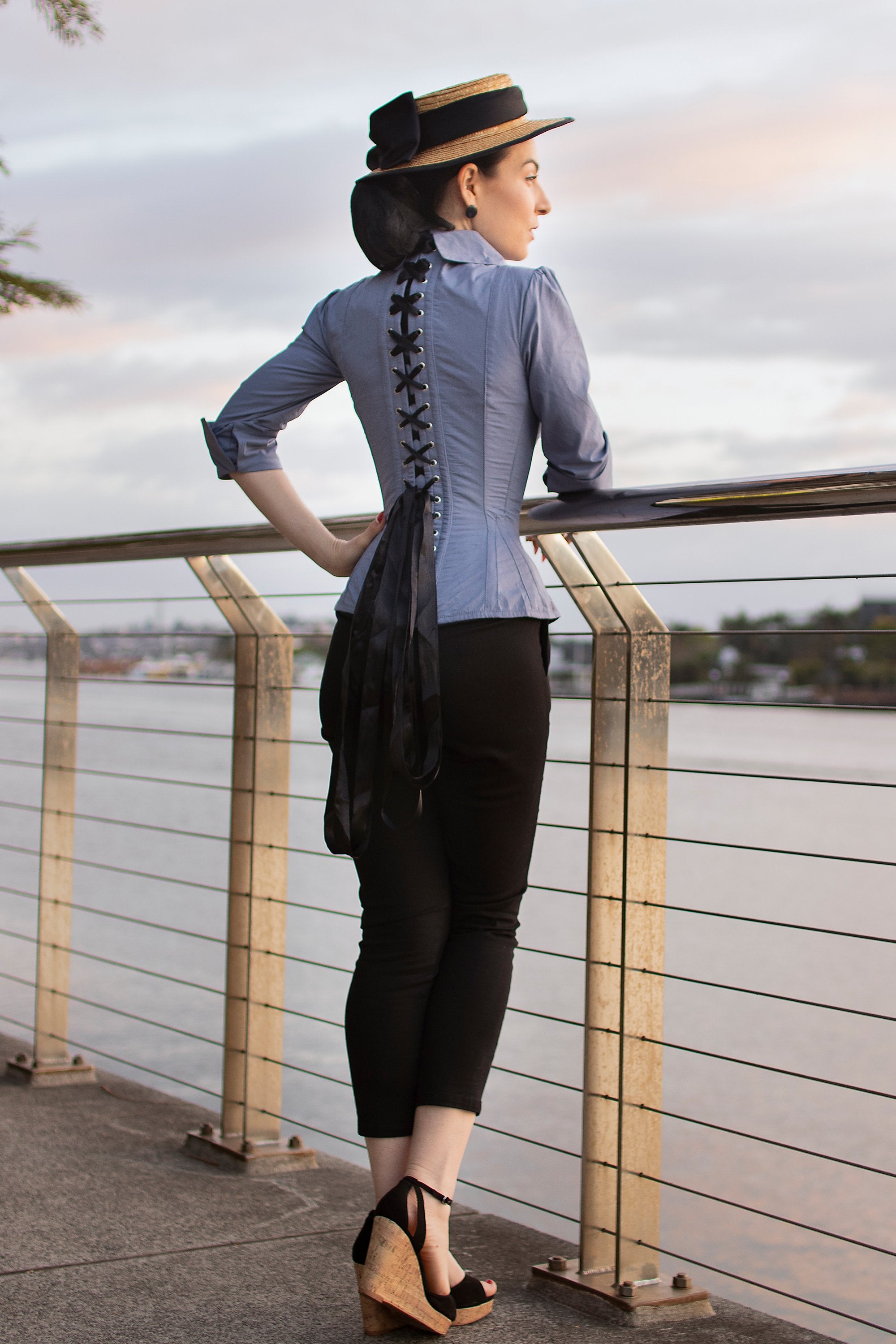 Powder Blue Corset Shirt