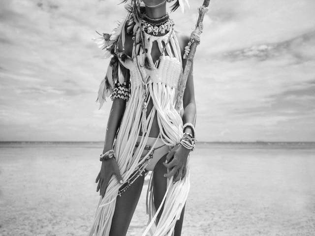 Native American Black & White Indian Women Canvas