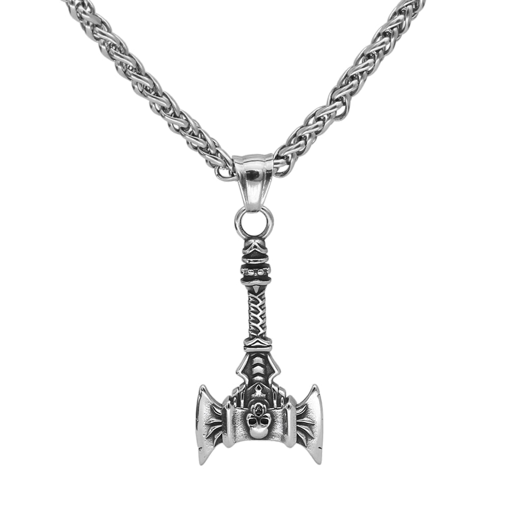 Vikings Skull Axe Stainless Steel Necklace