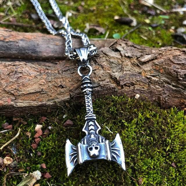 Vikings Skull Axe Stainless Steel Necklace