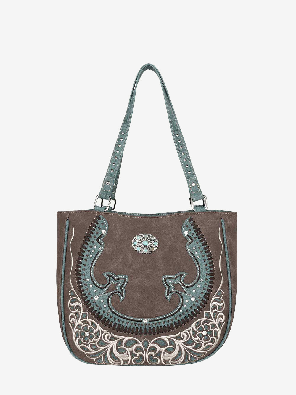 Montana West Cut-out Turquoise Stone Concho Tote Bag