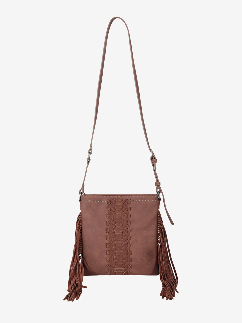 Trinity Ranch Leather Fringe Basketweave Concealed Carry Crossbody
