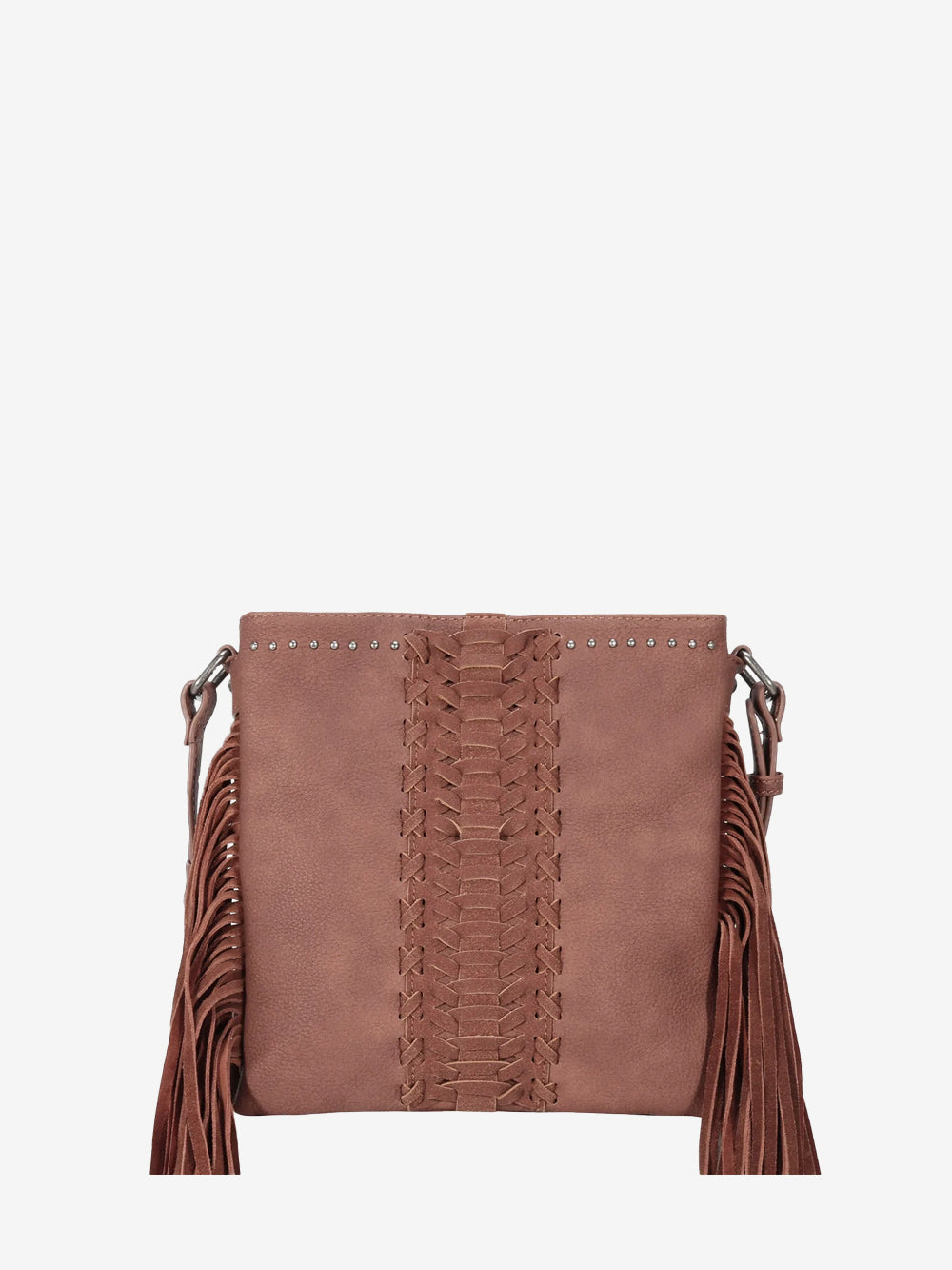 Trinity Ranch Leather Fringe Basketweave Concealed Carry Crossbody