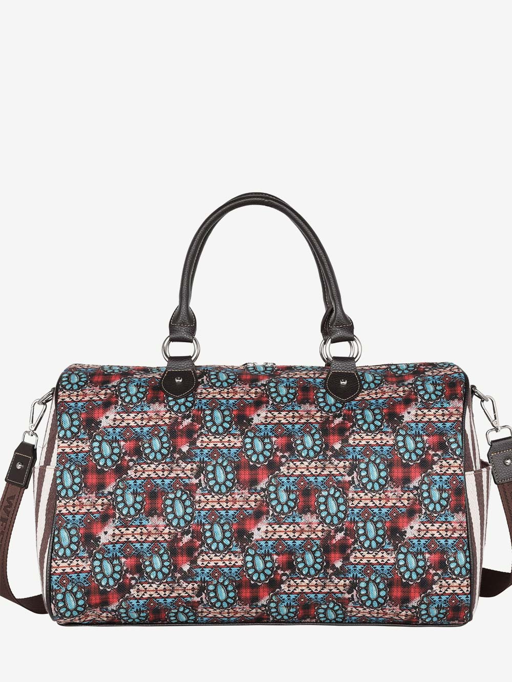 Montana West Aztec Squash Blossom Print Canvas Weekender Bag