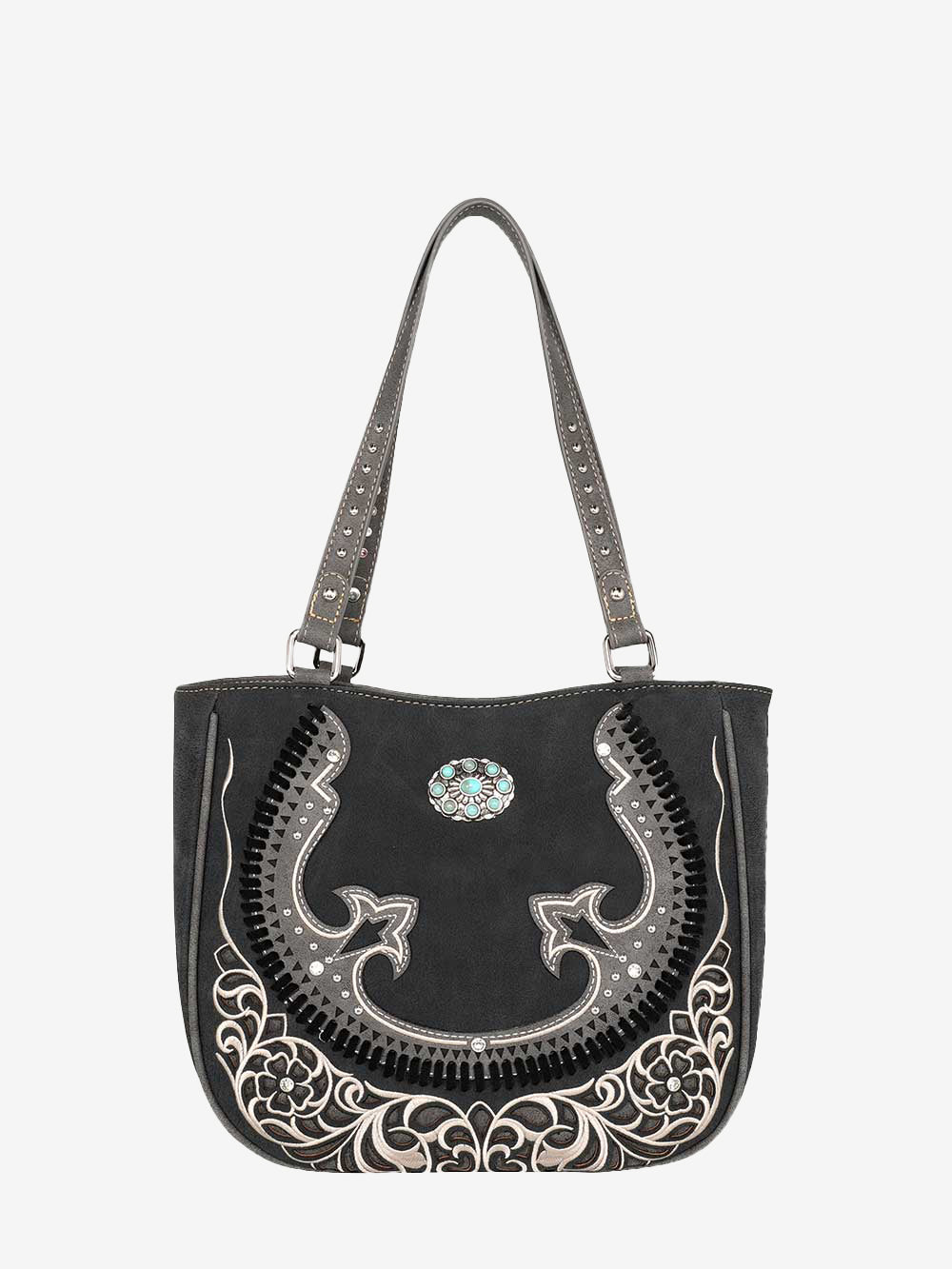 Montana West Cut-out Turquoise Stone Concho Tote Bag