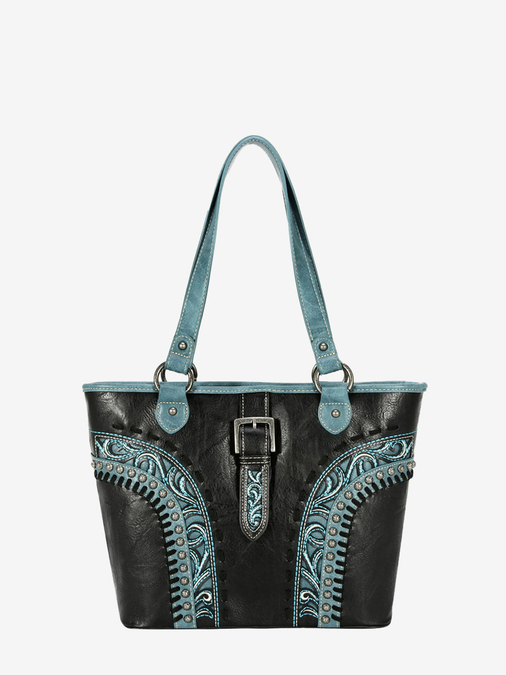 Montana West Embroidered Cut-out Boot Scroll Buckle Tote Bag