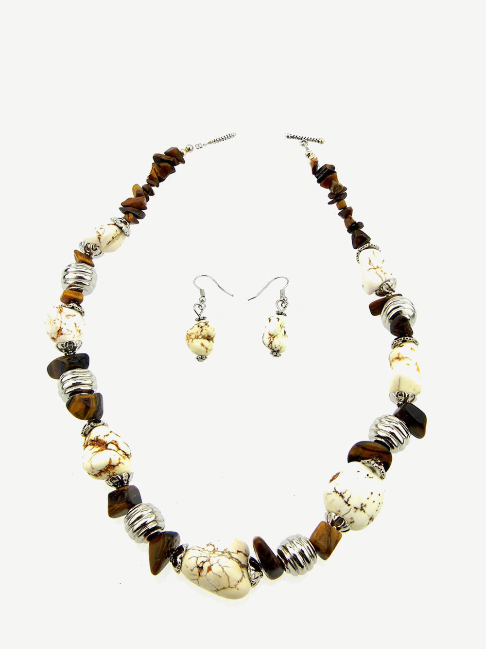 Montana West Brown Beads Short Necklace Set