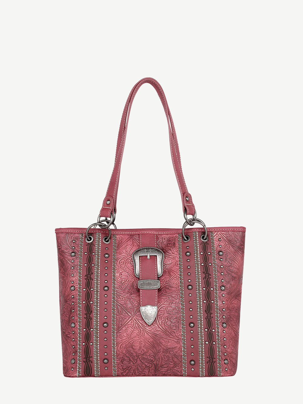 Montana West Buckle Floral Embossed Concealed Carry Tote