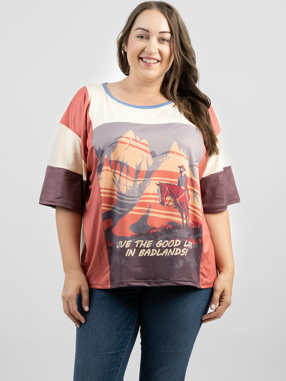 American Bling Women Live The Good Life In Badlands Graphic Short Sleeve Tee