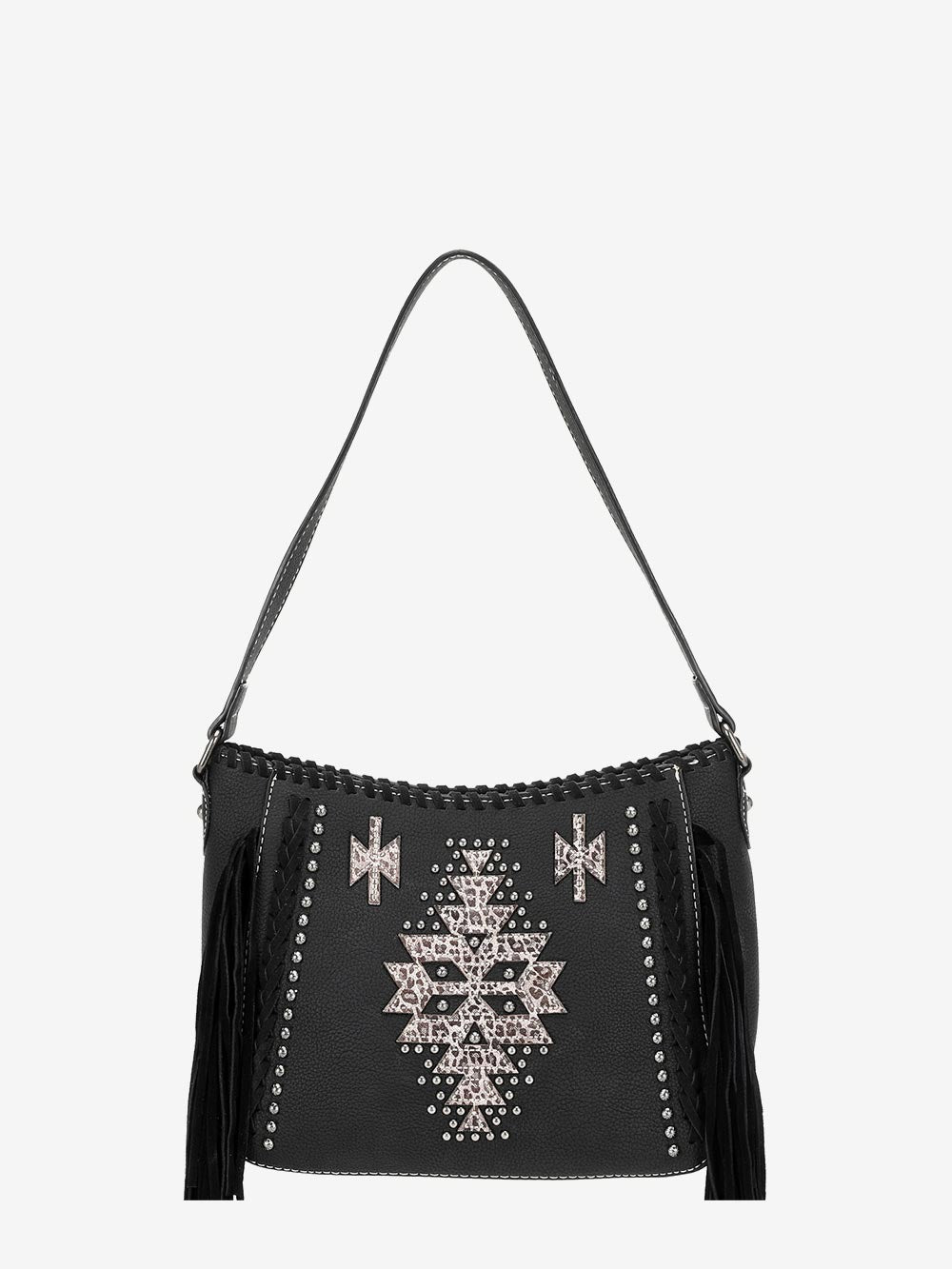 Montana West Geometric Aztec Leather Fringe Concealed Carry Hobo