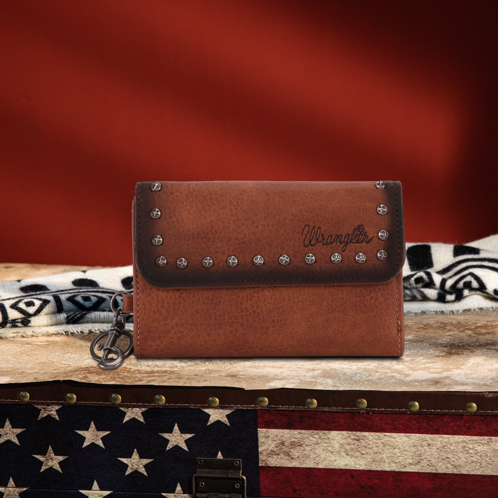 Wrangler Studded Accents Tri-fold Key-Chain Wallet