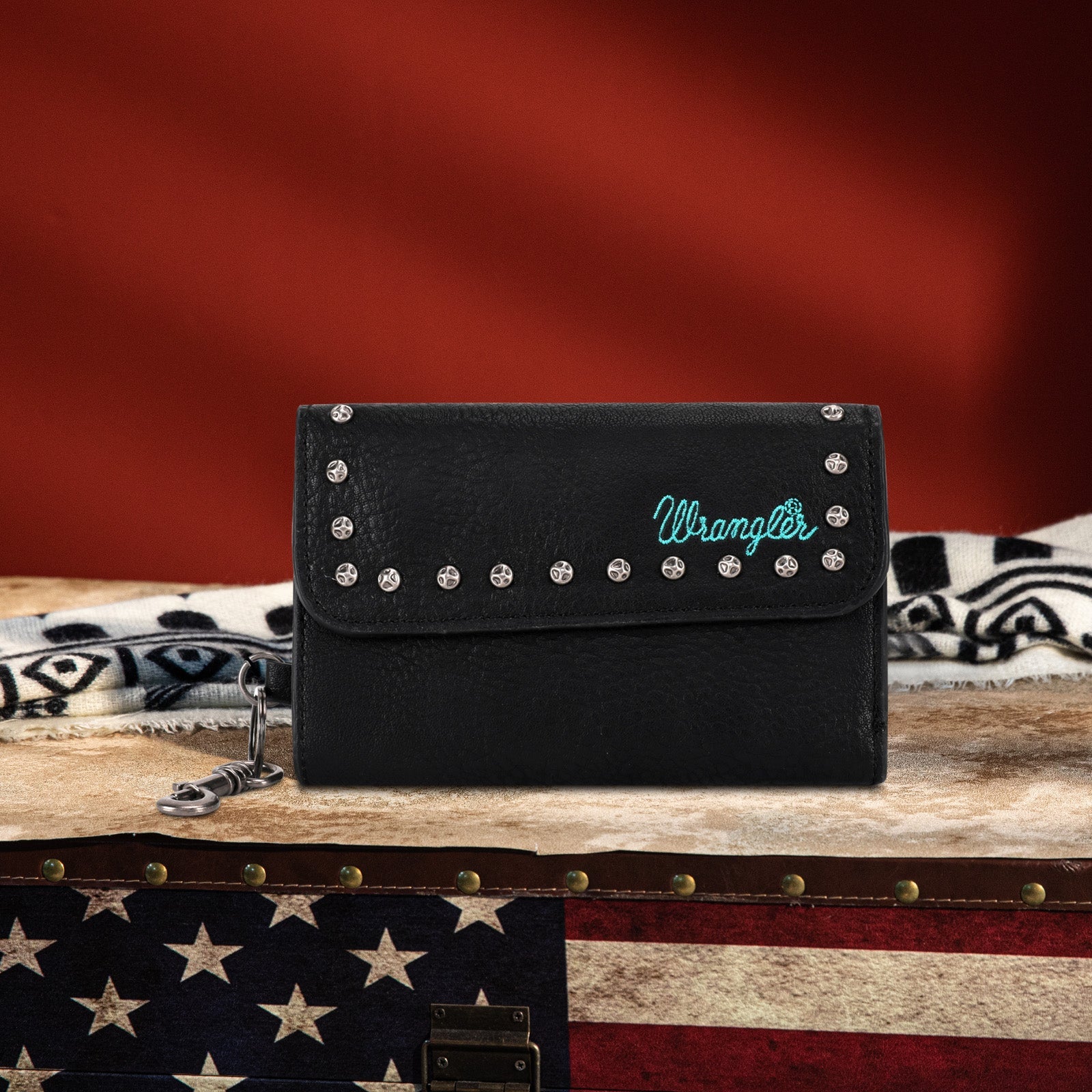 Wrangler Studded Accents Tri-fold Key-Chain Wallet