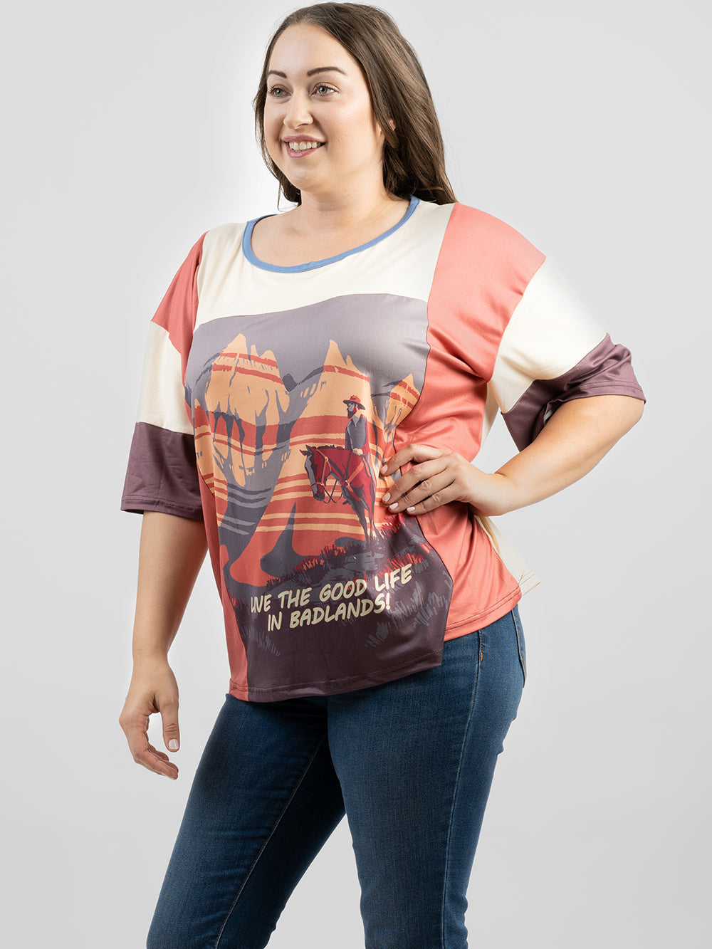 American Bling Women Live The Good Life In Badlands Graphic Short Sleeve Tee