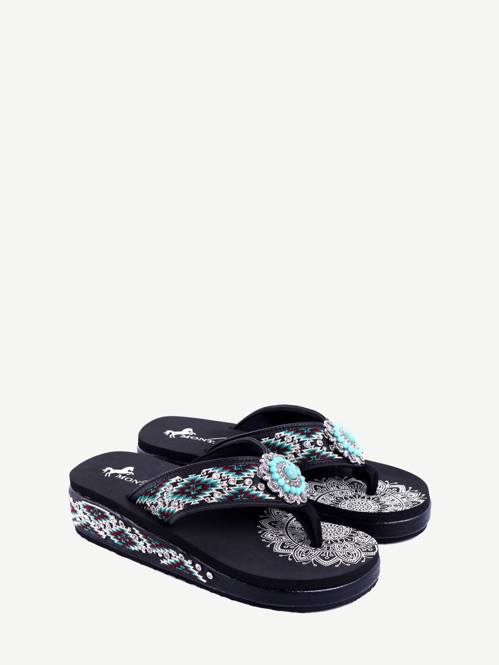 Montana West Embroidered Collection Flip Flops