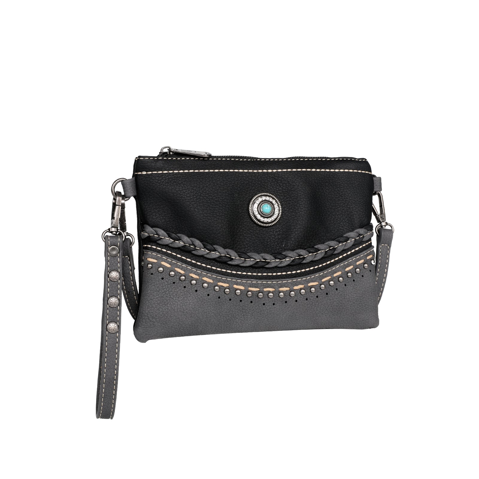 Montana West Stone Concho Crossbody Clutch