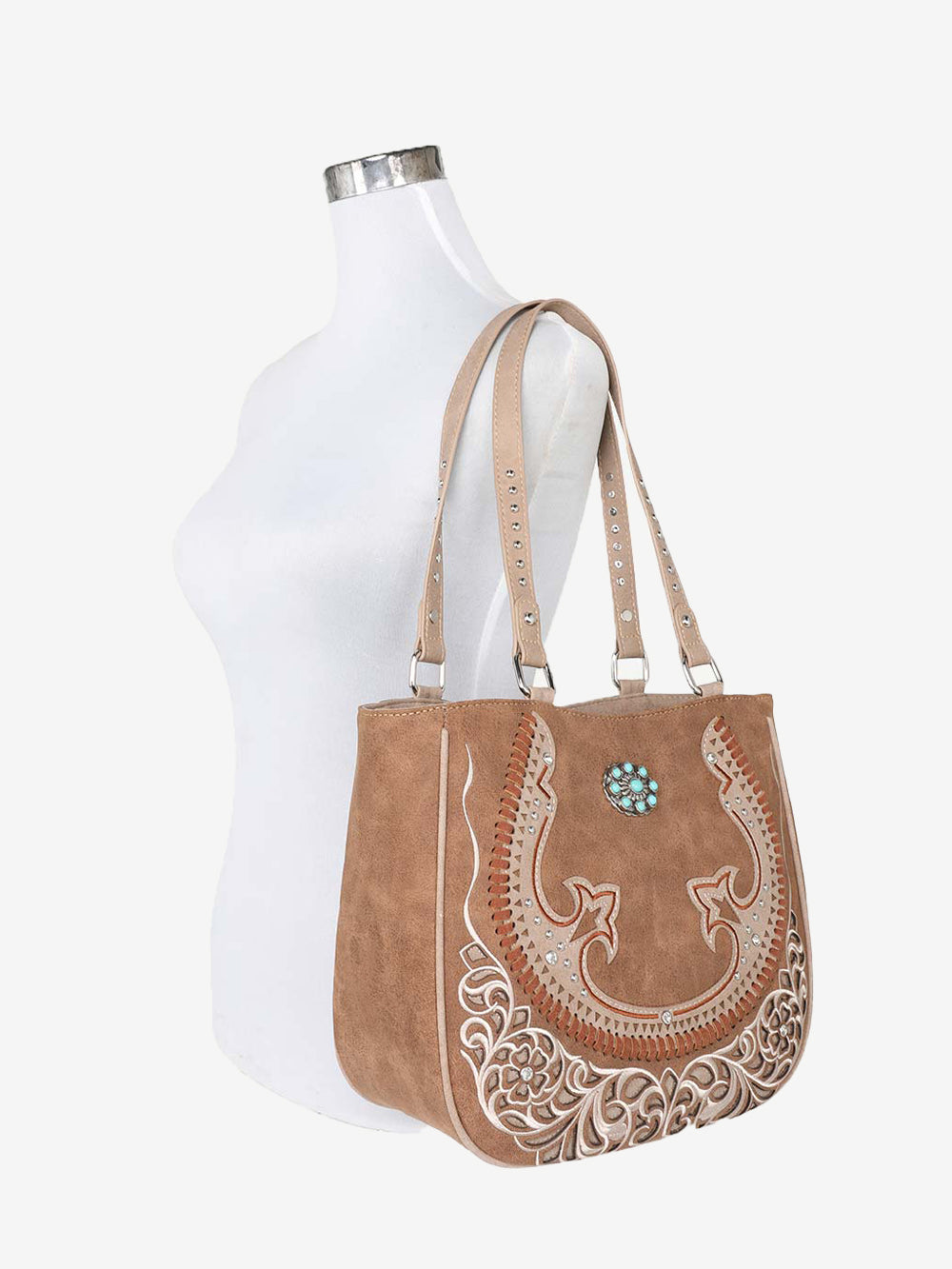 Montana West Cut-out Turquoise Stone Concho Tote Bag