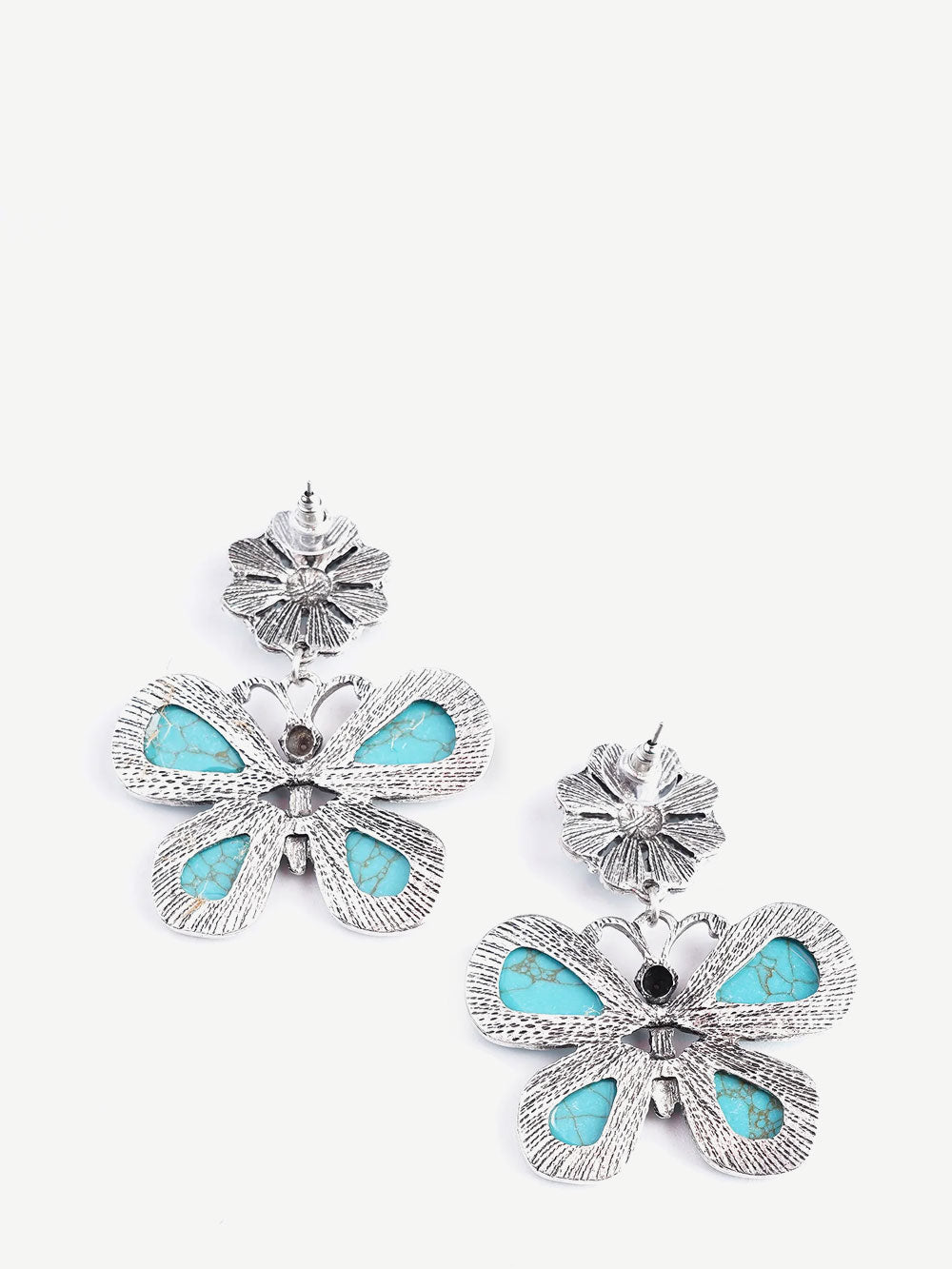 Montana West Turquoise Stone Flower Butterfly Shape Dangling Earrings
