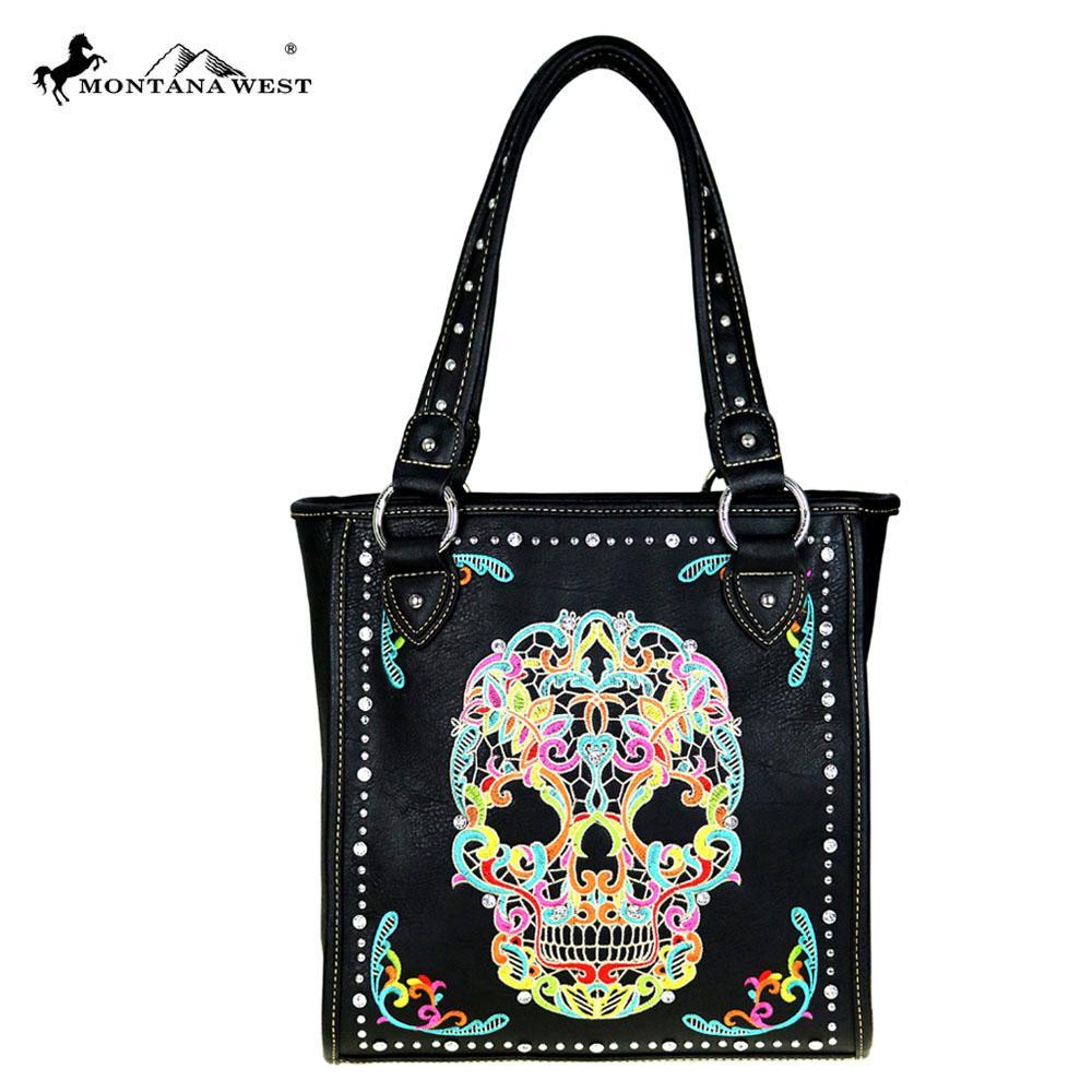 Montana West Embroidered Sugar Skull Concealed Carry Tote